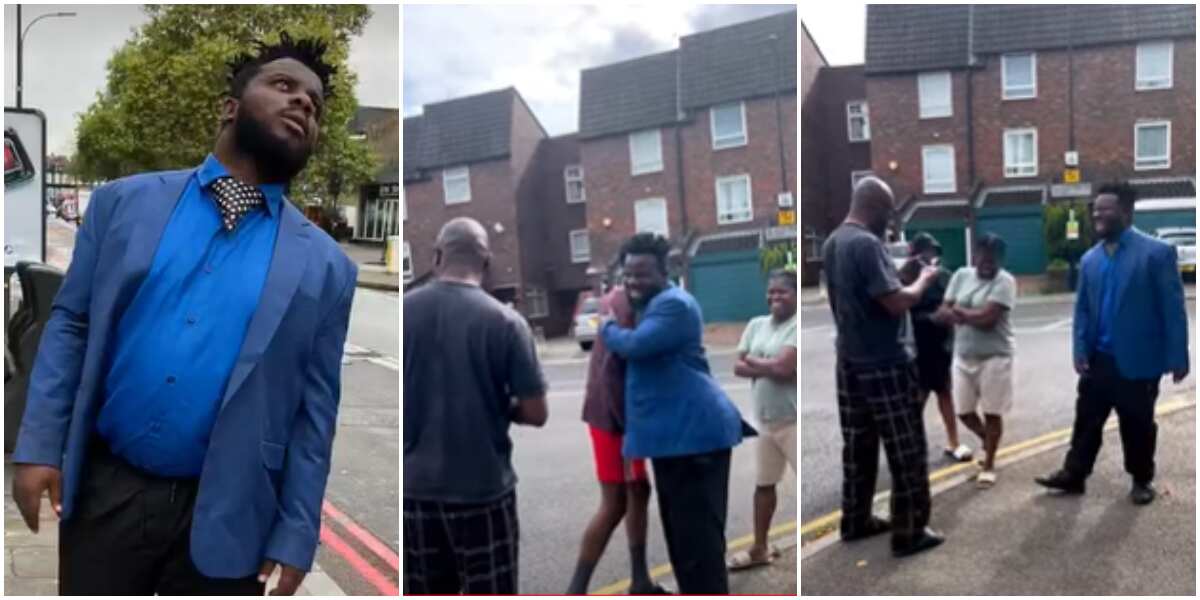 Sweet moment African dad spotted skit maker Sabinus filming in London