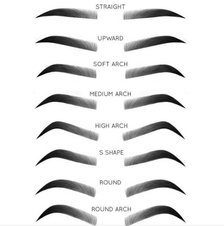 types of eyebrow shapes