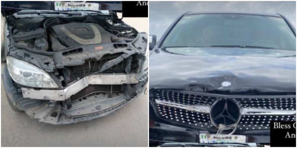 BBNaija Hermes' destroyed Mercedes