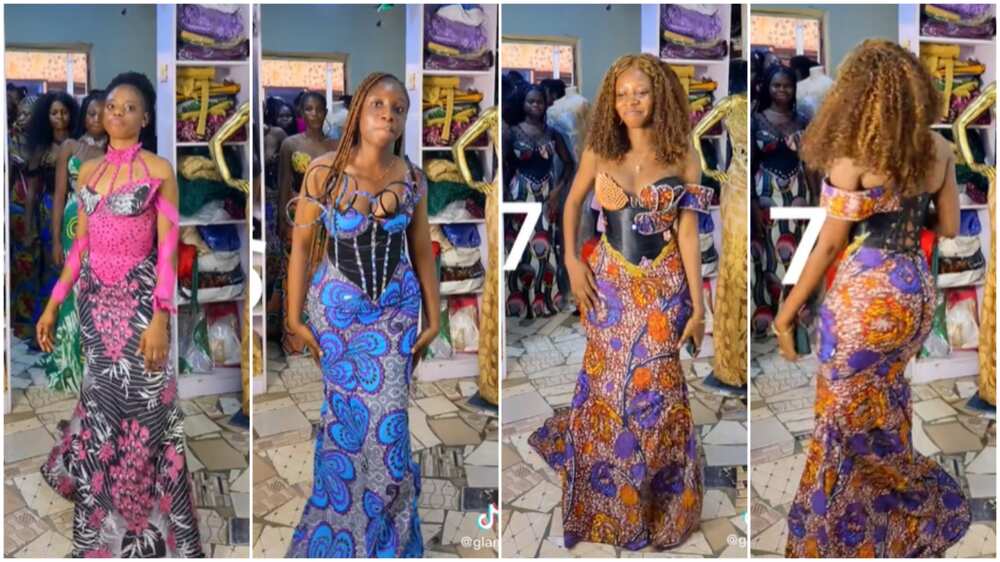 Ankara design ideas/Nigerian lady showed off cute gowns.