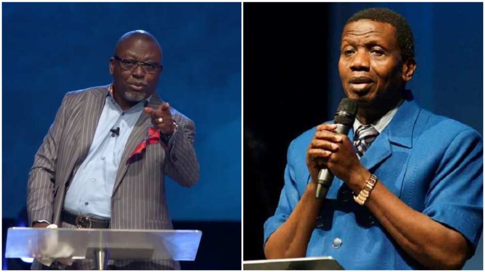 A collage of the pastor and the overseer of RCCG, Pastor E A Adeboye