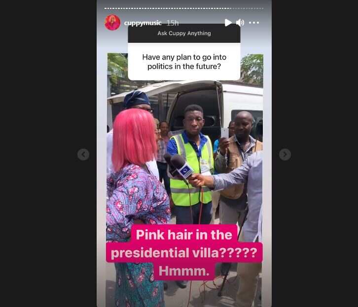 DJ Cuppy answers fans during question and answer session.