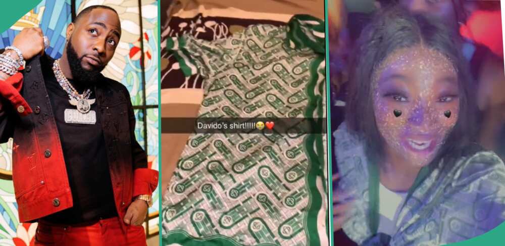 Lady gets shirt from Davido.