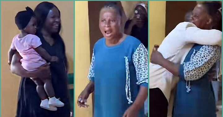 Nigerian woman reacts after seeing granddaughter for the first time