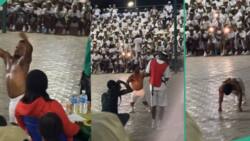 "Wetin be this?" Small-sized 'corper' excites people with his muscles during Mr Macho contest