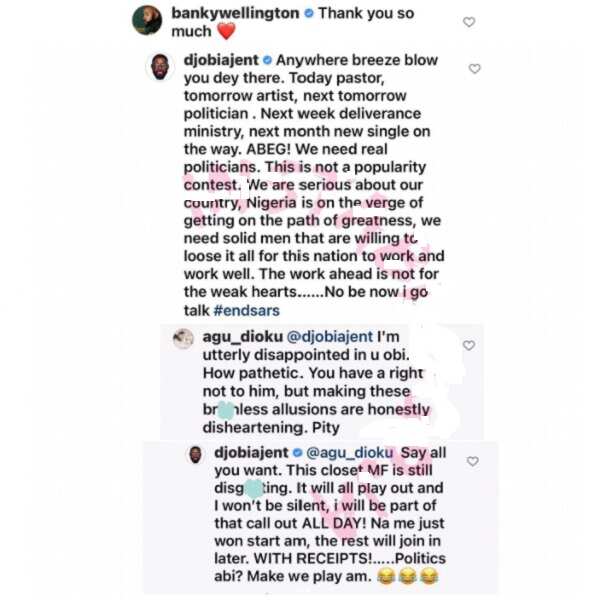 Screenshot of DJ Obi's comments.