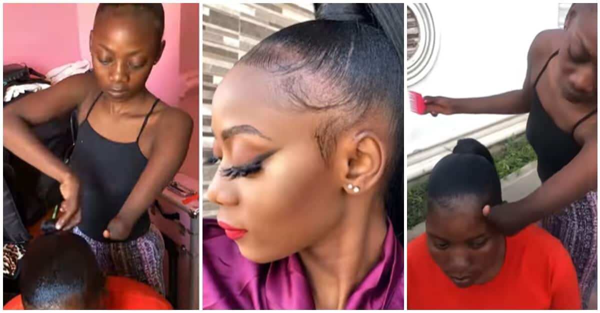 Talented physically challenged hairdresser fixes women’s hair