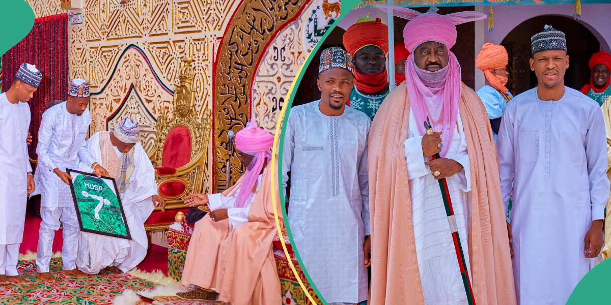 Photos: Super Eagles captain, Ahmed Musa, Shehu pay special visit to prominent northern emir