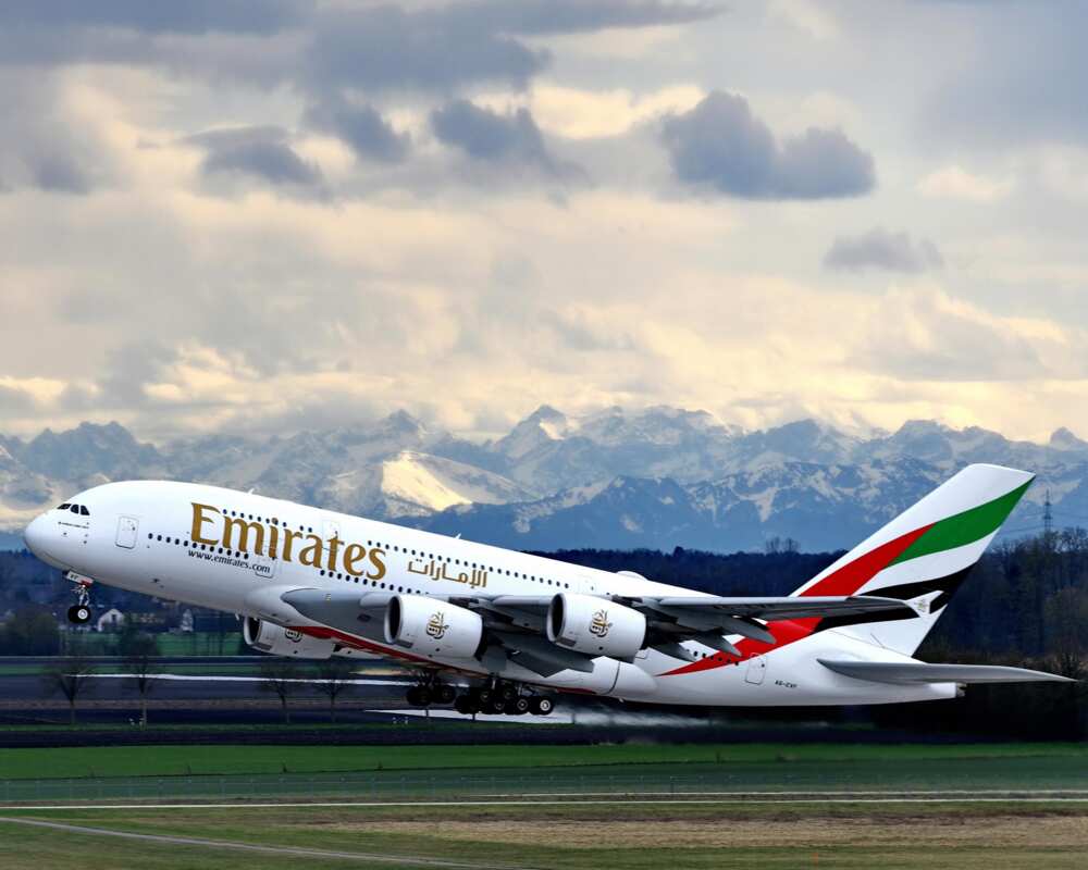 An aircraft of Emirates taking off