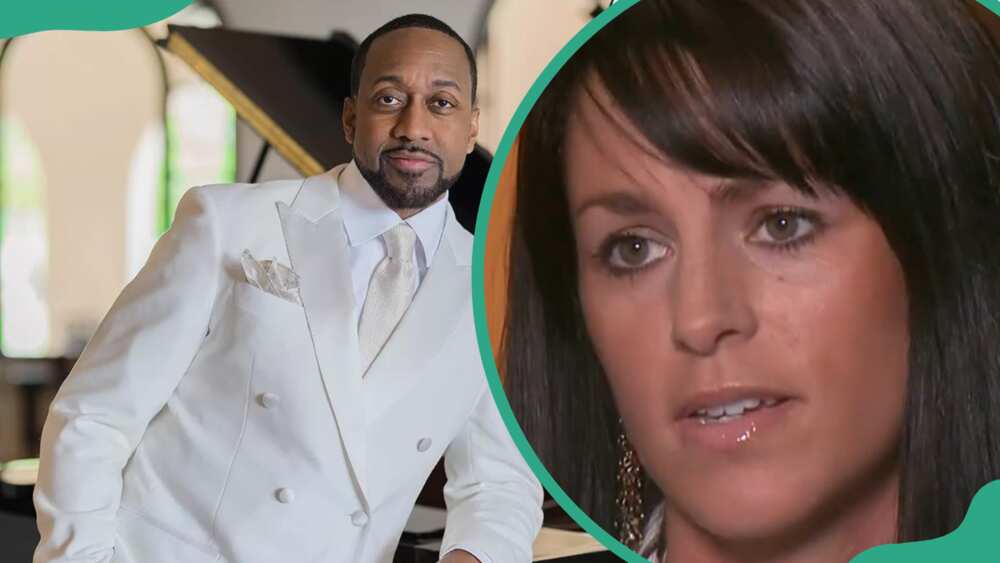 Jaleel White in a white suit (L). Former actress Bridget Hardy (R)