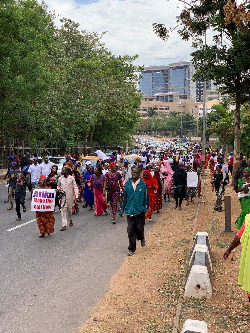 Women stage a rally in Abuja to beg Atiku Abubakar to concede