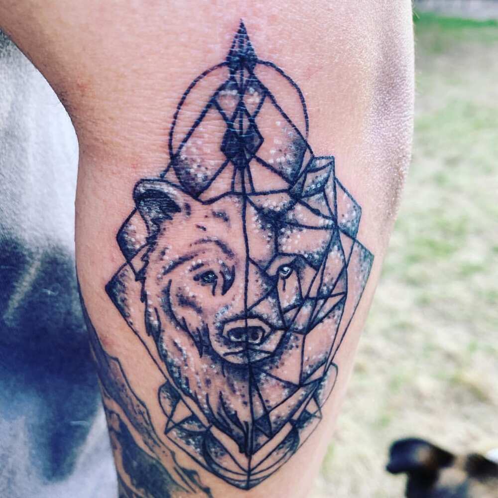 geometric bear tattoo