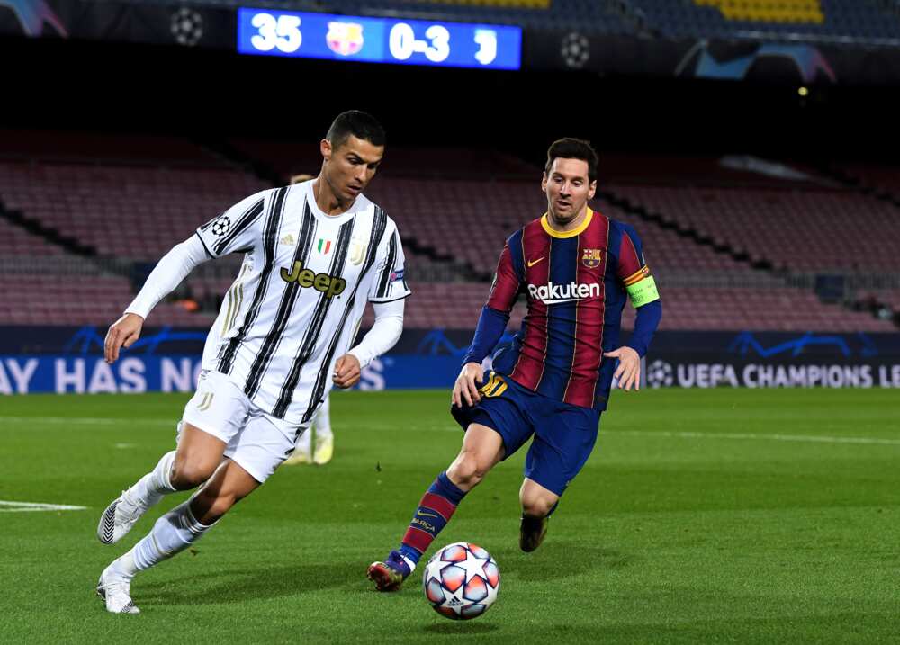 Lionel Messi and Cristiano Ronaldo in action in Champions League.
