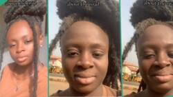"Everyone needs to see this": Lady shows her face and hair after travelling on dusty road using bike