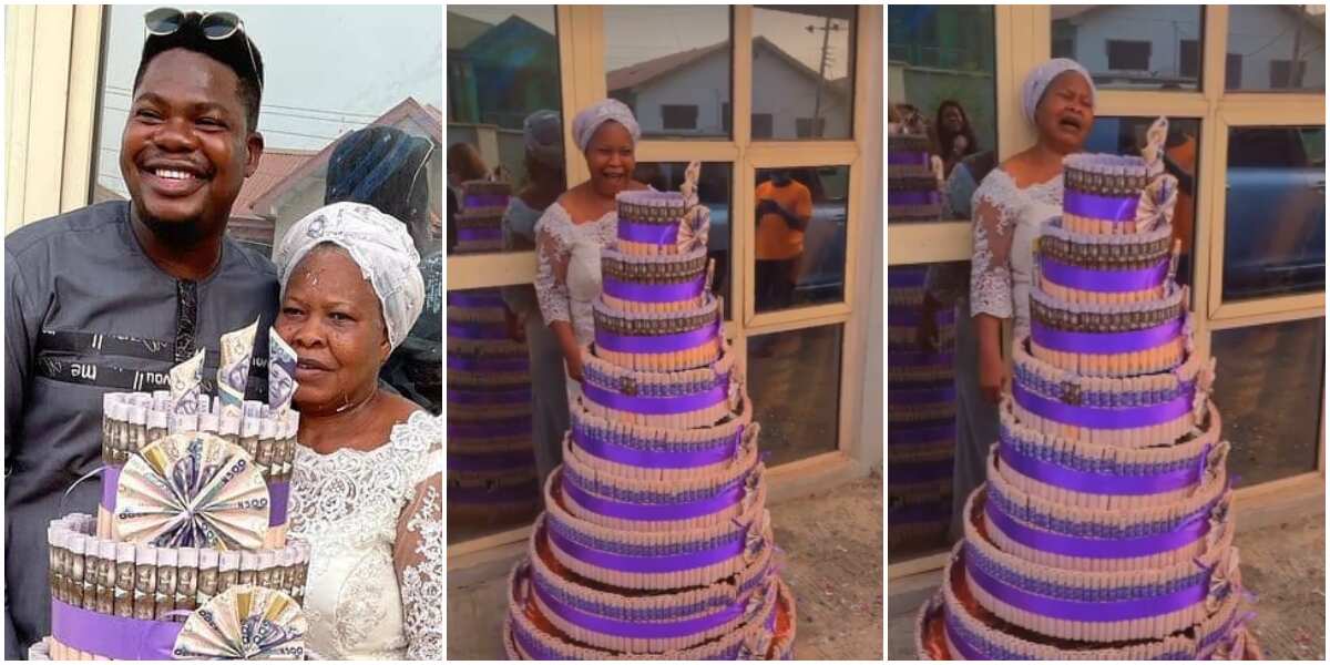 Mr Macaroni's mum burst into tears as comedian gifts her with huge money cake for birthday