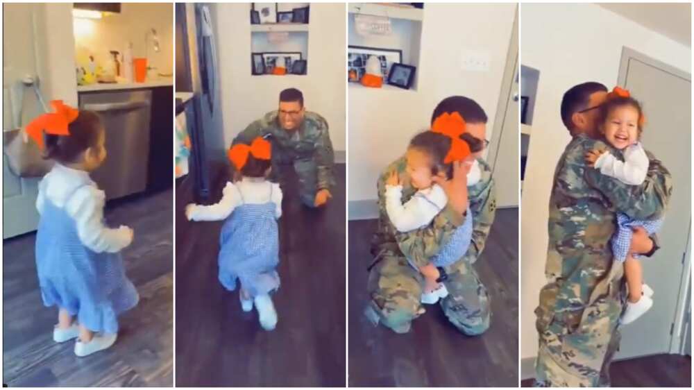 Viral video captures priceless reaction of baby when soldier father came home after 7 months