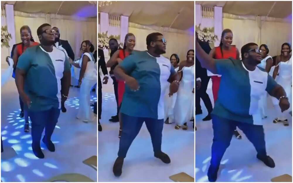 Plus-size man causes a stir with stunning dance at a wedding reception.