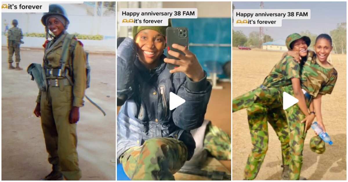 Netizens gush as pretty female soldier celebrates her anniversary in the army with photos