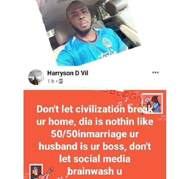 Marriage isn't 50/50, your husband is your boss - Nigerian man says