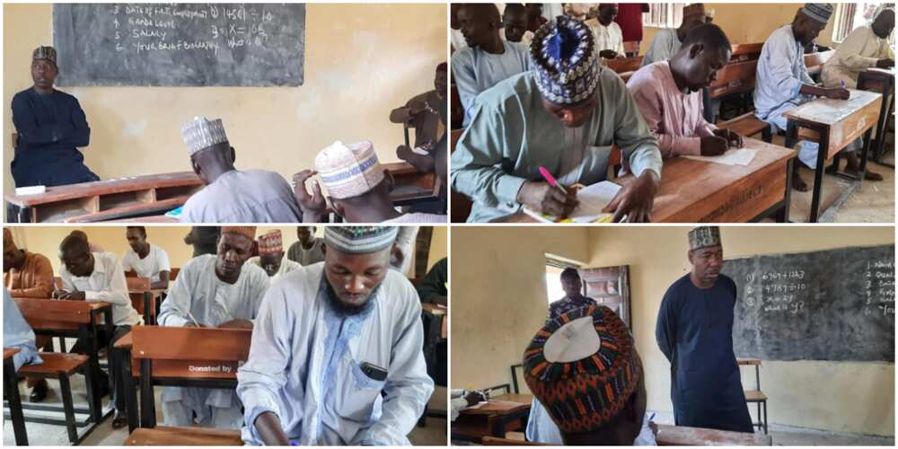 Nigerians react as governor visits school, sets impromptu test for teachers and invigilates them