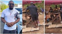 "Na big man be that o": Video shows Jim Iyke buying corn from roadside vendor with armed security on standby