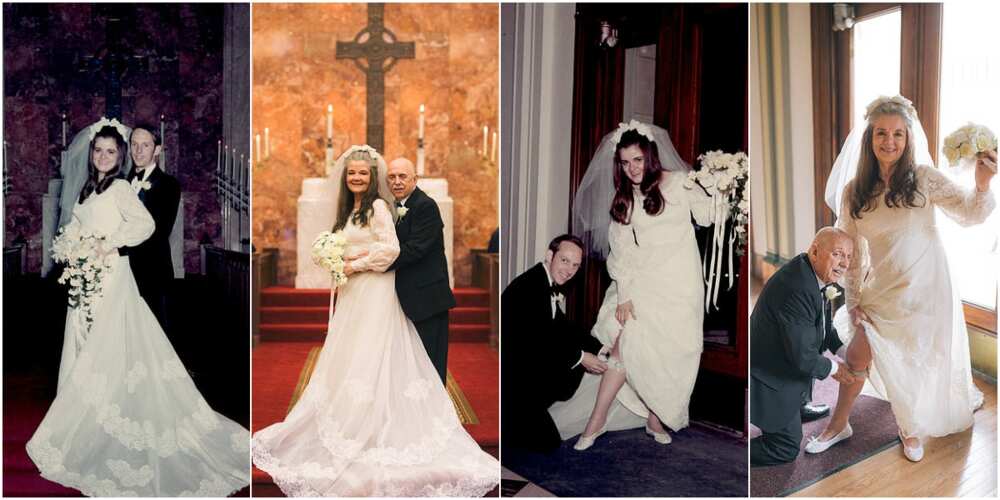 Couple recreate their wedding photos exactly 50 years later