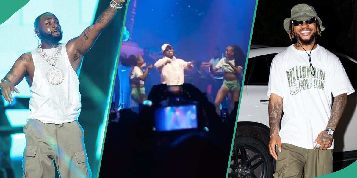Watch video of Davido running off stage as Poco Lee surprises him in the UK