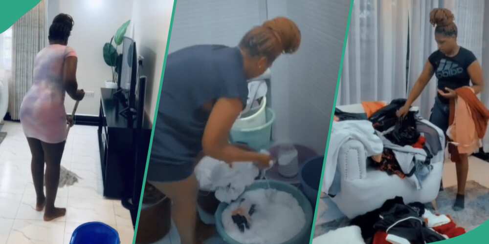 Lady washing clothes/Love in relationship.