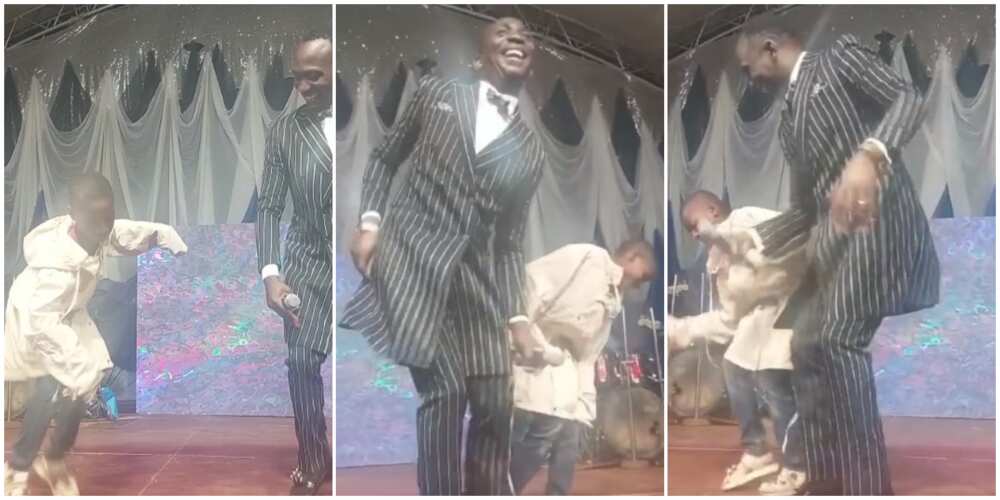 Pastor Paul Enenche left impressed as little boy stuns him with fast legworks on altar as they danced, video wows many