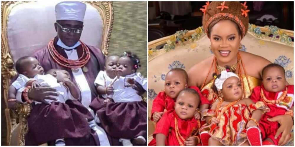 Oba of Benin and youngest wife, Queen Aisosa, pose in adorable pictures.