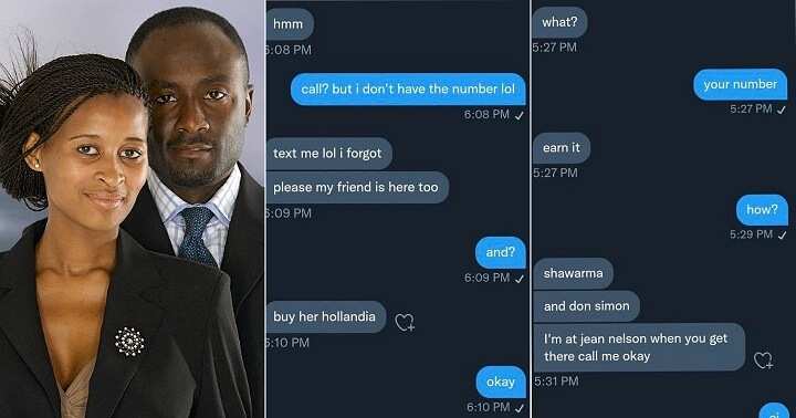 Man leaks his chat with lady who asked for Hollandia