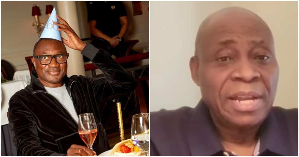 Davido's dad Adedeji Adeleke celebrating Femi Otedola.