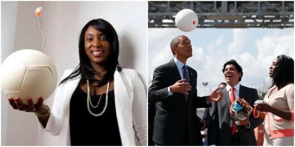 Nigerian-American lady invents football that can produce electricity and power 6 hours of LED light
