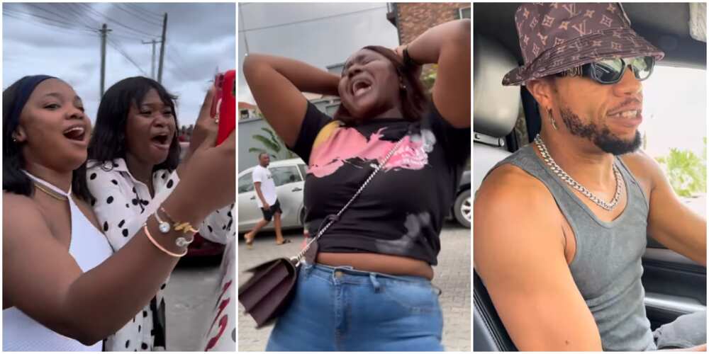 Charles Okocha and phenomenal female fans,Charles Okocha and phenomenal female fan on Lagos street, Charles Okocha on Lagos street