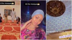 Video shows Regina Daniels, billionaire husband and kids in the mosque at Mount Ned