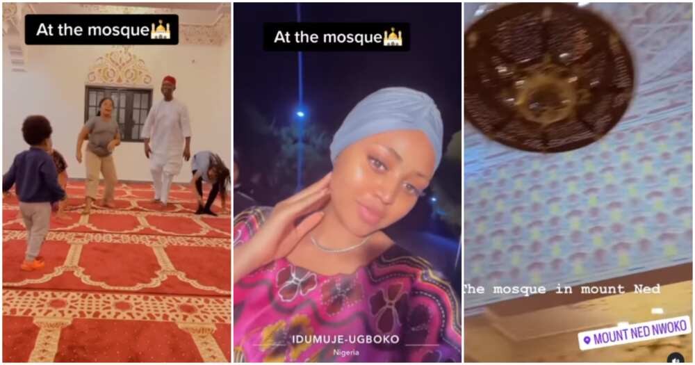 Regina Daniels goes to mosque with Ned