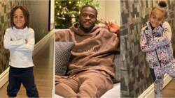 Super Eagles legend posts touching photos of his son and daughter as he reveals their nicknames