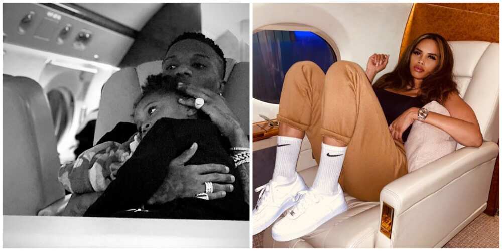 Singer Wizkid finally returns to Lagos after months away, arrives with son Zion and baby mama