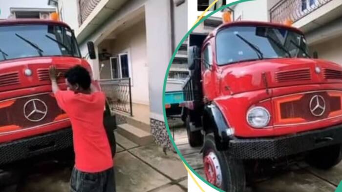 Nigerian man celebrates buying N18.5 million tipper, shows off exterior in trending video