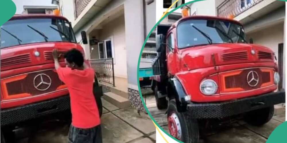 Nigerian man celebrates buying new truck