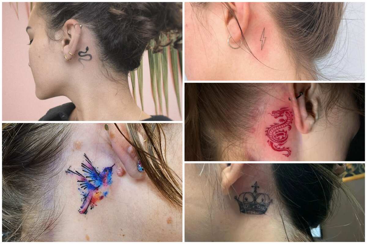 Blood Diamond Tattoo Behind Ear