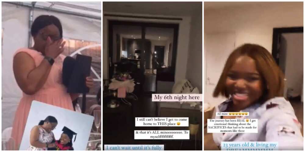 Video shows moment young lady broke down into tears as she moves into new apartment