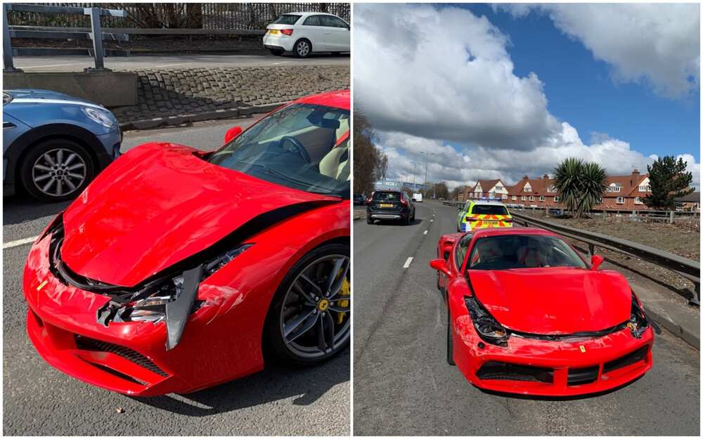 Man crashes his red Ferrari 488 GTB few minutes after buying it.