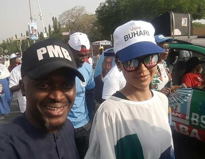 Viral photos of Zahra and Yusuf Buhari campaigning for their dad in Abuja