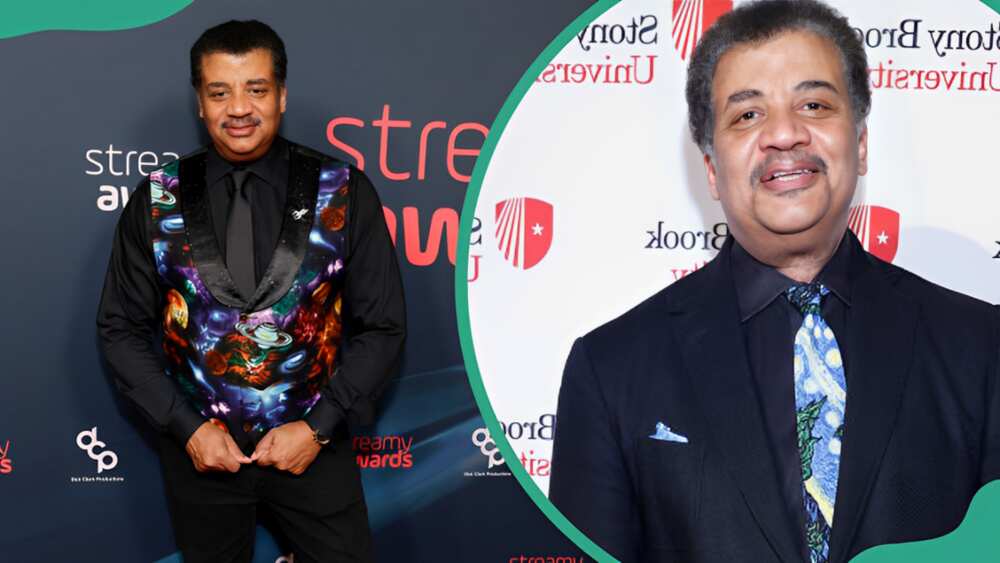 Neil deGrasse Tyson at Fairmont Century Plaza in LA (L). Neil deGrasse Tyson at Cipriani 42nd Street in NY (R).