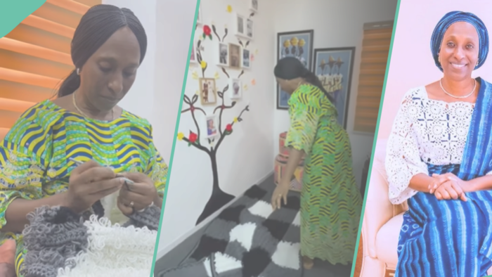 "A true Proverbs 31 woman": Dolapo Osinbajo handmakes crochet rugs, video amazes netizens