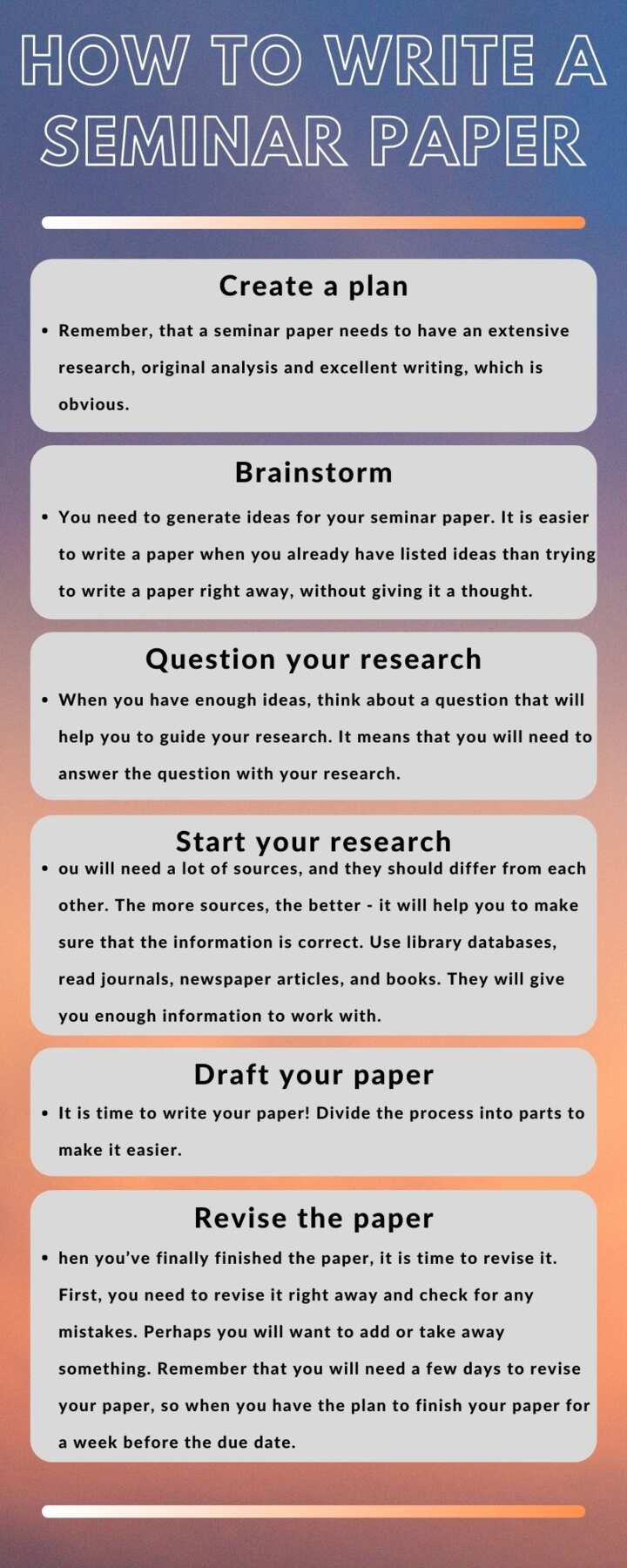 how to write a seminar paper for presentation