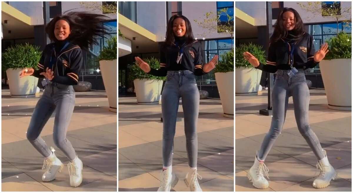 Slender Lady with Long Legs Dances in Front of Big Mansion, Twists Her  Flexible Body Like Robot in Video 