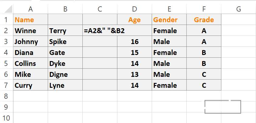 Merge two cells in Excel