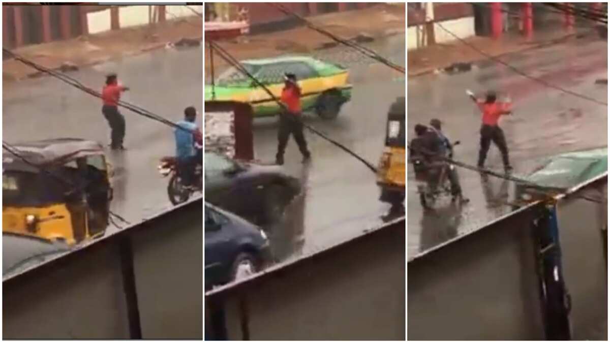 Heartwarming moment female officer controls traffic under heavy rain in Kwara state, her video stirs reactions